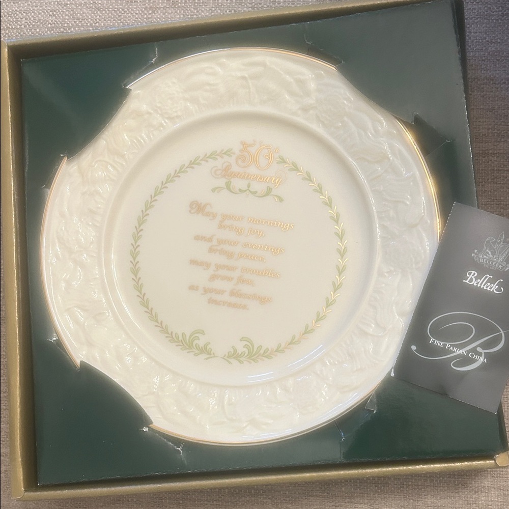 Bellek china 50th wedding anniversary plate